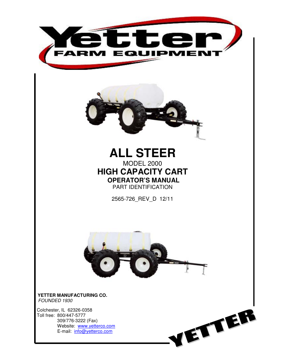 Yetter 2000 All Steer High Capacity Cart User Manual | 56 pages