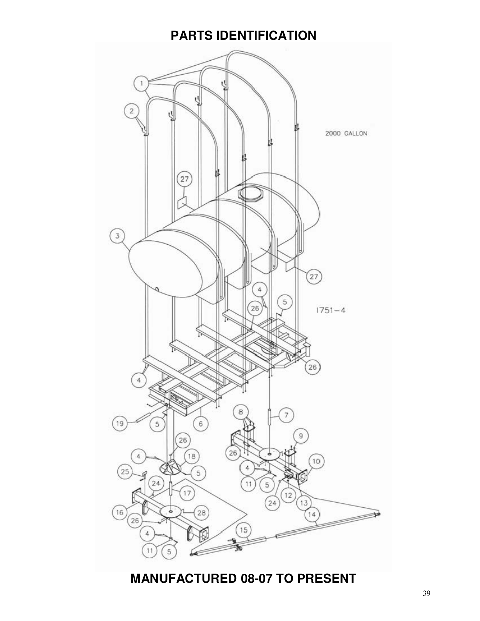 Parts identification manufactured 08-07 to present | Yetter 2000 All Steer High Capacity Cart User Manual | Page 39 / 56