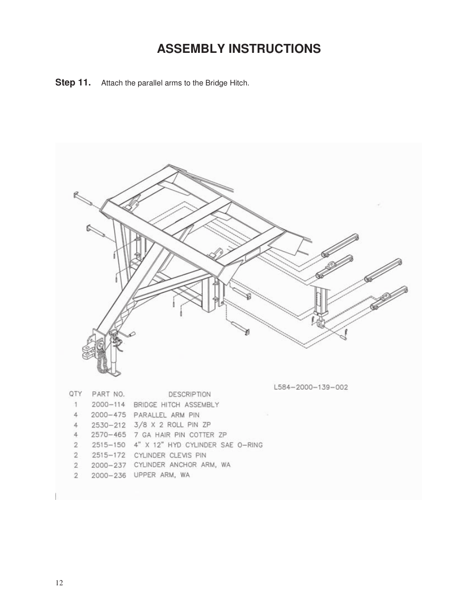 Assembly instructions | Yetter 2000 Series Vertical Tillage Tool (V.T.T.) User Manual | Page 12 / 56