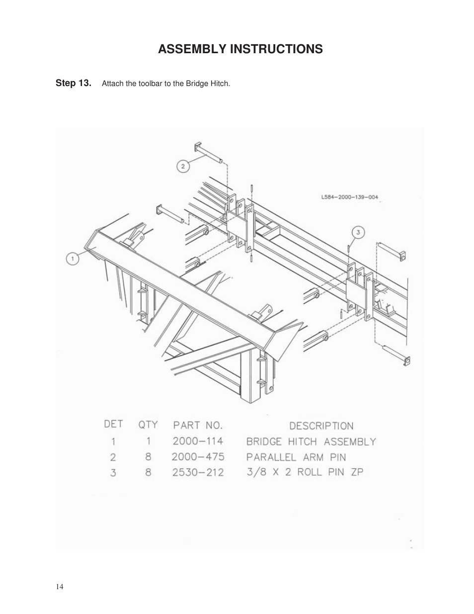 Assembly instructions | Yetter 2000 Series Vertical Tillage Tool (V.T.T.) User Manual | Page 14 / 56