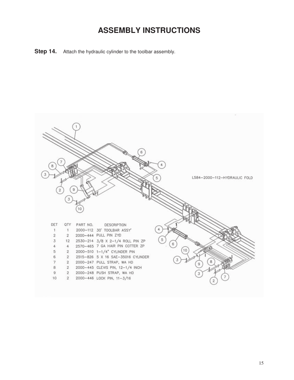 Assembly instructions | Yetter 2000 Series Vertical Tillage Tool (V.T.T.) User Manual | Page 15 / 56