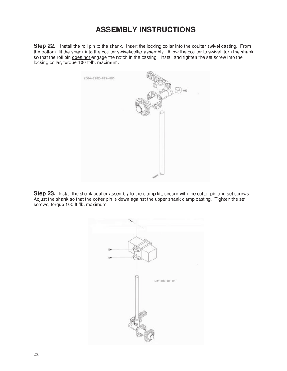 Assembly instructions | Yetter 2000 Series Vertical Tillage Tool (V.T.T.) User Manual | Page 22 / 56