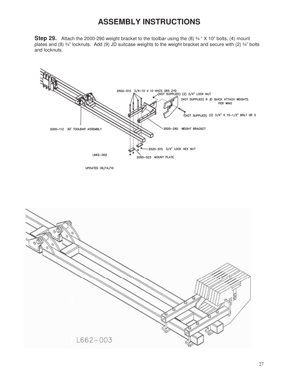 Assembly instructions | Yetter 2000 Series Vertical Tillage Tool (V.T.T.) User Manual | Page 27 / 56