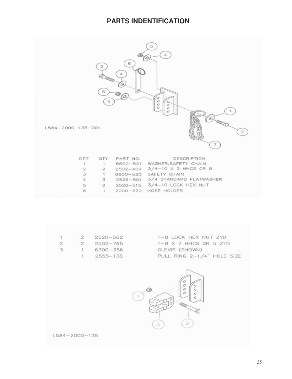 Parts indentification | Yetter 2000 Series Vertical Tillage Tool (V.T.T.) User Manual | Page 35 / 56