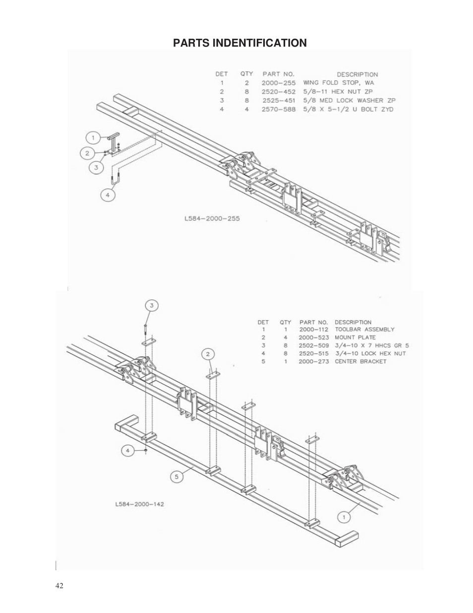 Parts indentification | Yetter 2000 Series Vertical Tillage Tool (V.T.T.) User Manual | Page 42 / 56