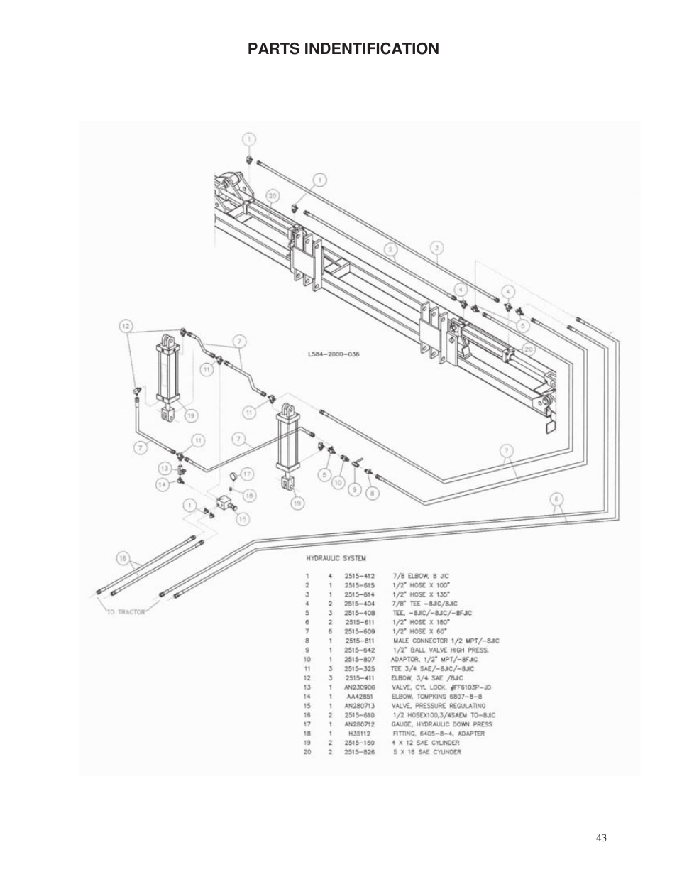 Parts indentification | Yetter 2000 Series Vertical Tillage Tool (V.T.T.) User Manual | Page 43 / 56