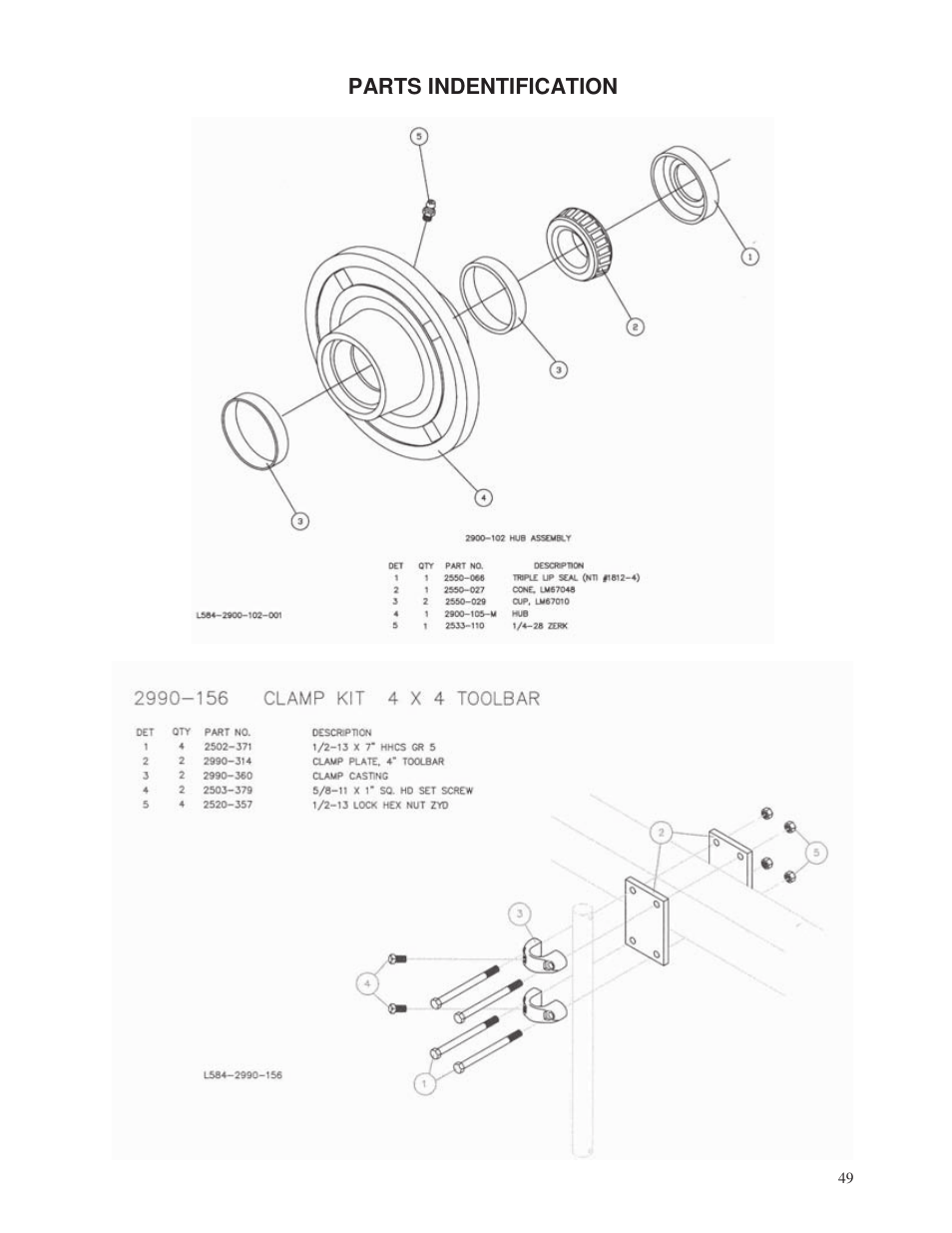 Parts indentification | Yetter 2000 Series Vertical Tillage Tool (V.T.T.) User Manual | Page 49 / 56