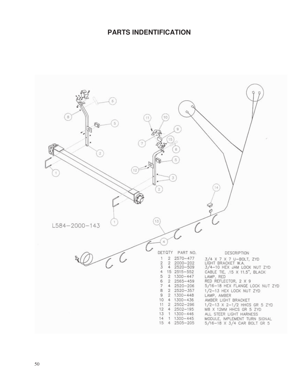 Parts indentification | Yetter 2000 Series Vertical Tillage Tool (V.T.T.) User Manual | Page 50 / 56