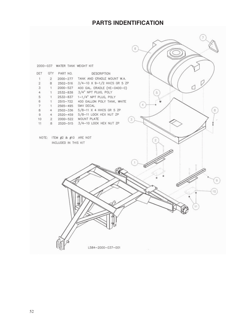 Parts indentification | Yetter 2000 Series Vertical Tillage Tool (V.T.T.) User Manual | Page 52 / 56