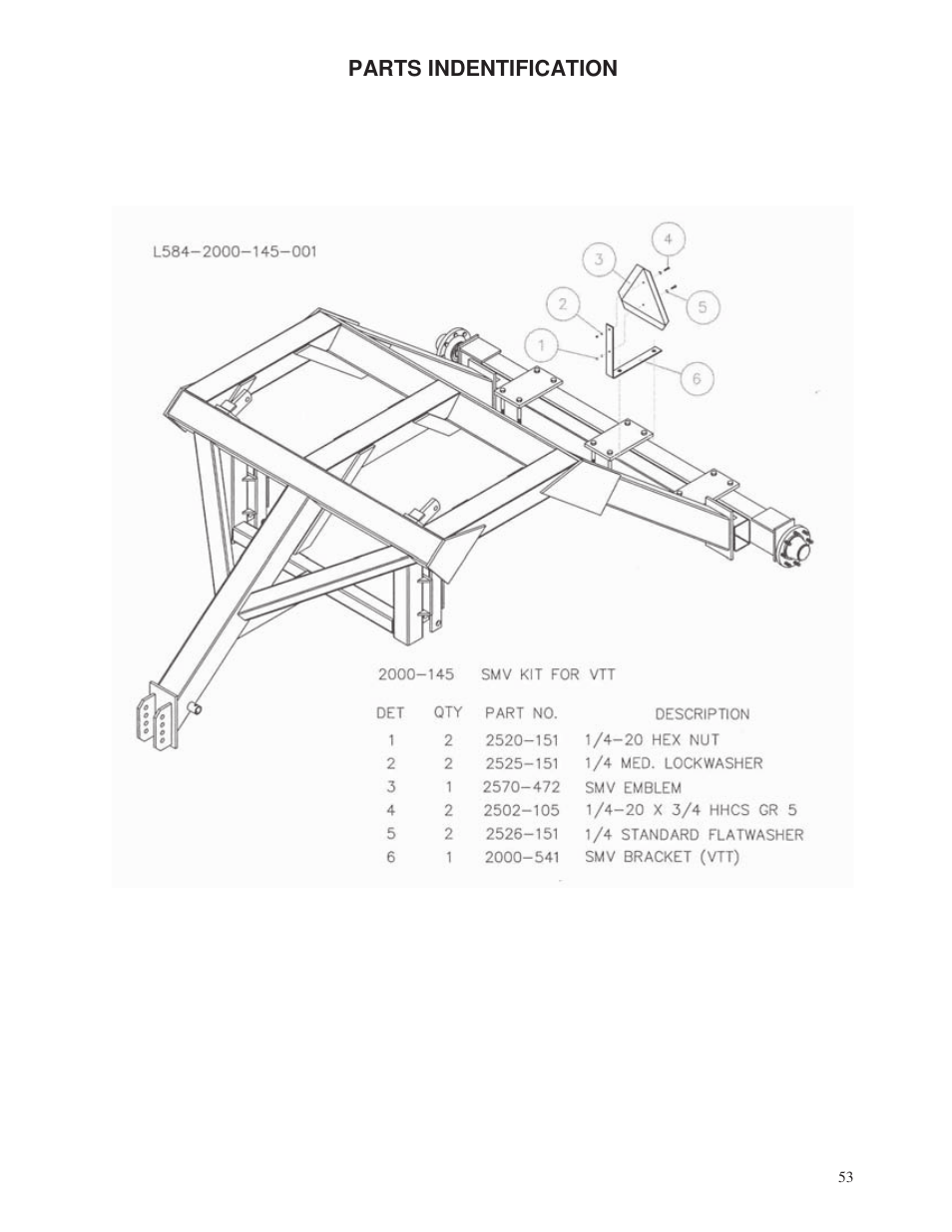 Parts indentification | Yetter 2000 Series Vertical Tillage Tool (V.T.T.) User Manual | Page 53 / 56