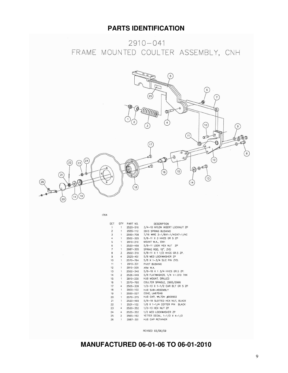Yetter 2910-042 Frame Mount Coulter User Manual | Page 9 / 16