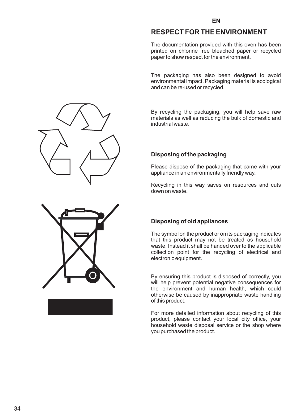 Respect for the environment | Kaiser KCT6406 User Manual | Page 34 / 44