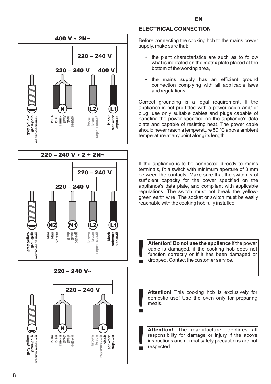 Electrical connection, En 8 | Kaiser KCT6406 User Manual | Page 8 / 44