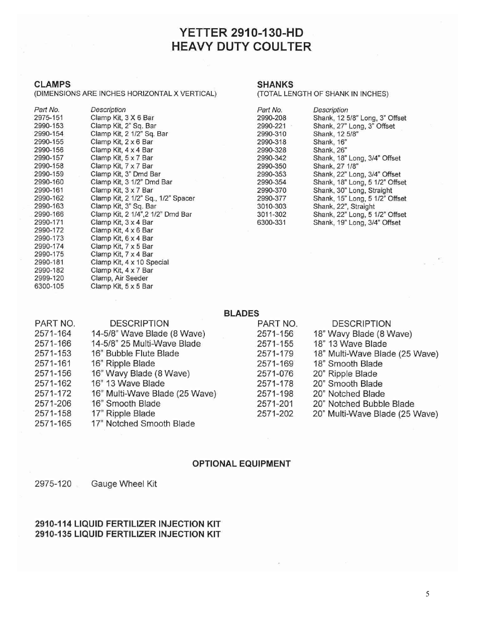 Yetter 2910-130-HD Heavy Duty Coulter User Manual | Page 5 / 12