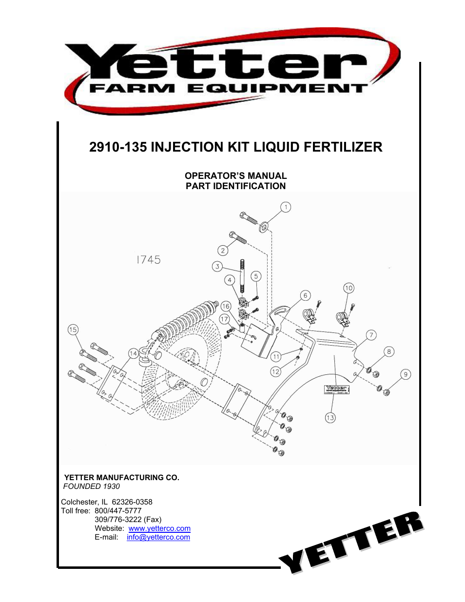 Yetter 2910-135 Injector Kit User Manual | 7 pages