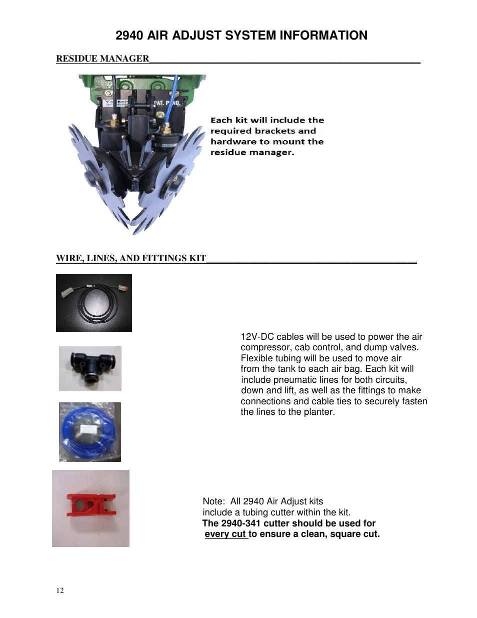 2940 air adjust system information | Yetter 2940 Short Floating Air Adjust Residue Manager User Manual | Page 12 / 86