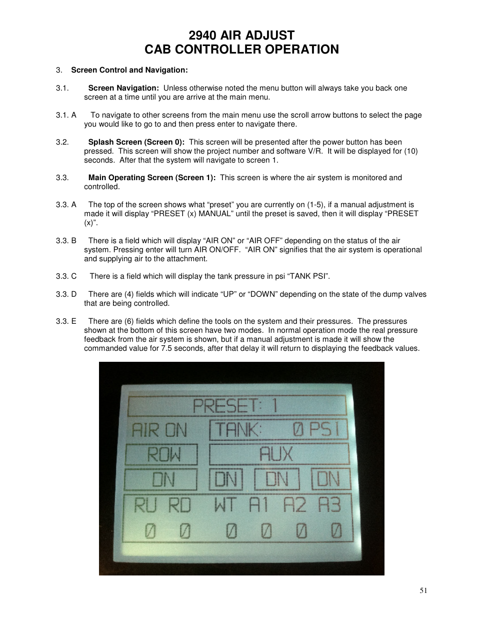 2940 air adjust cab controller operation | Yetter 2940 Short Floating Air Adjust Residue Manager User Manual | Page 51 / 86