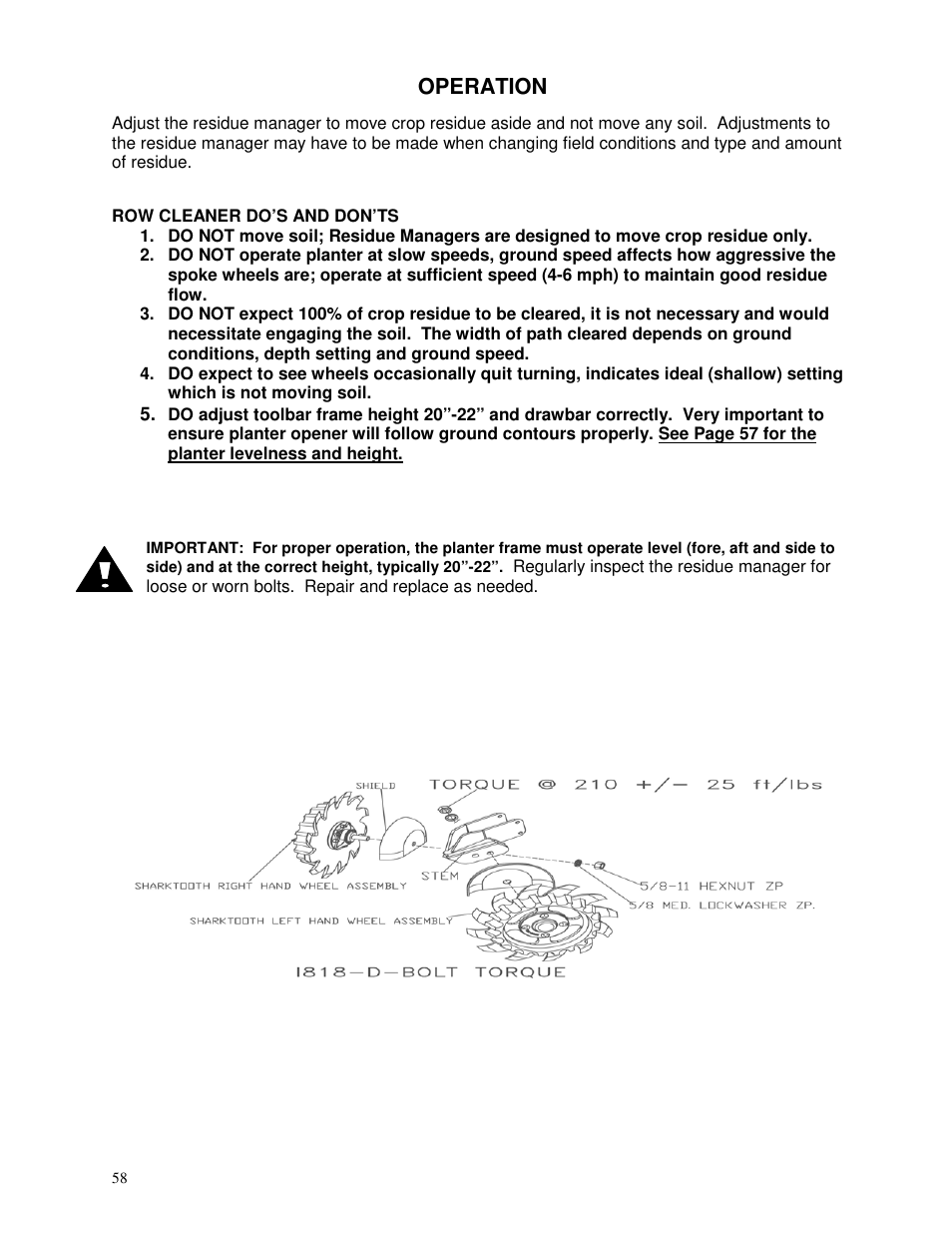 Operation | Yetter 2940 Short Floating Air Adjust Residue Manager User Manual | Page 58 / 86