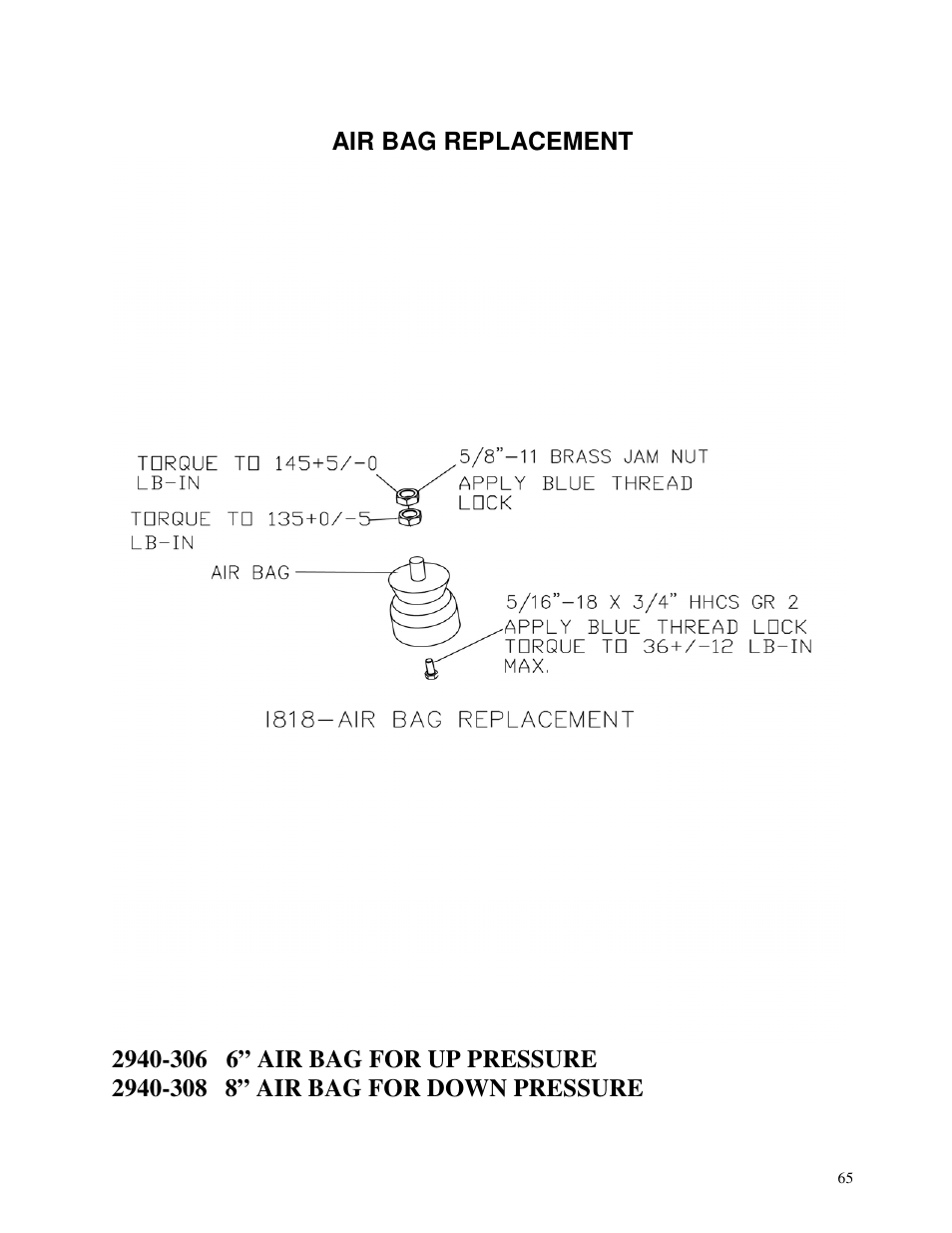 Air bag replacement | Yetter 2940 Short Floating Air Adjust Residue Manager User Manual | Page 65 / 86