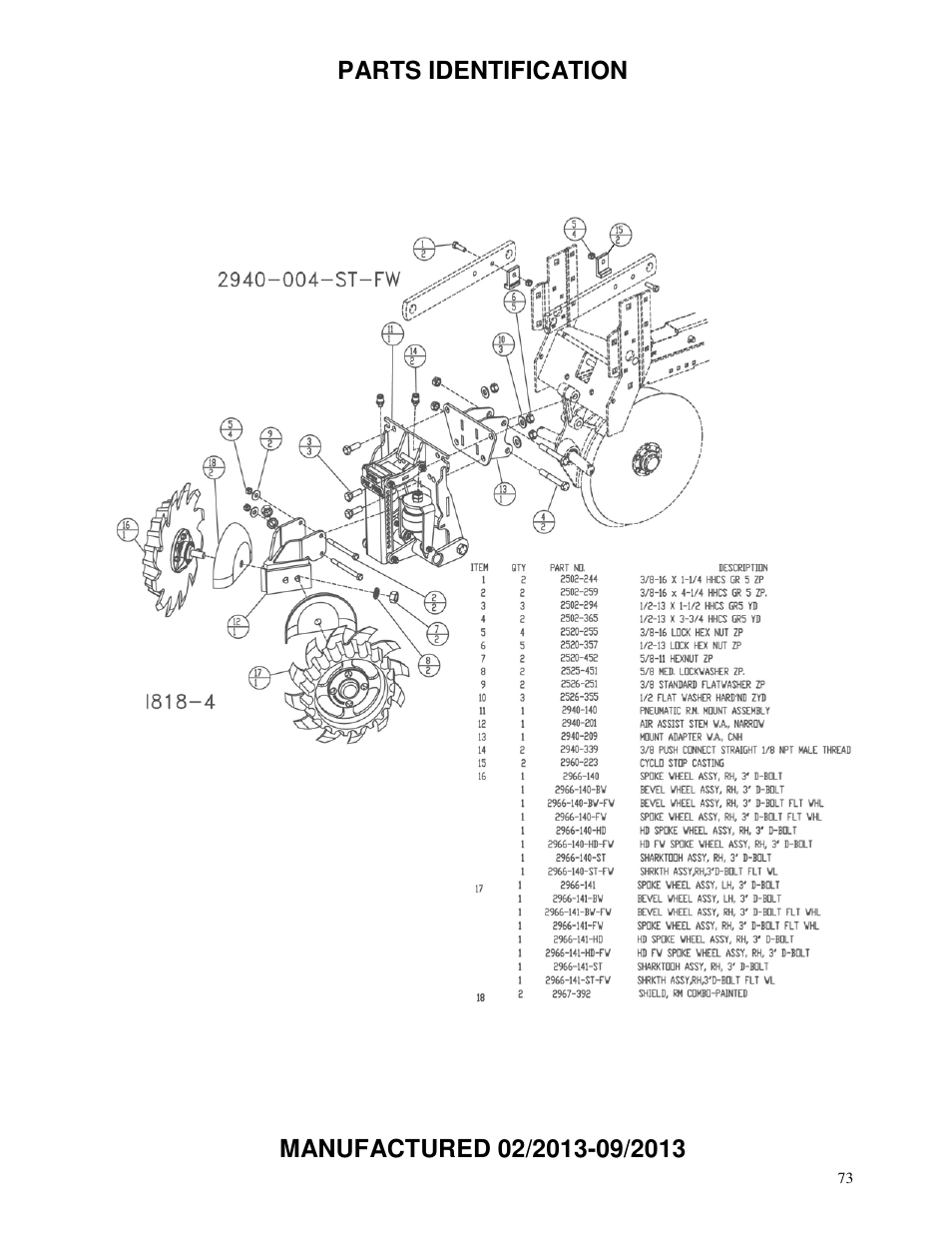 Yetter 2940 Short Floating Air Adjust Residue Manager User Manual | Page 73 / 86