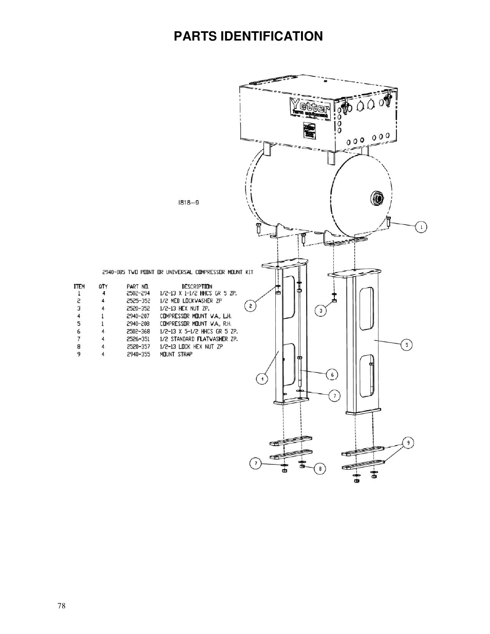 Parts identification | Yetter 2940 Short Floating Air Adjust Residue Manager User Manual | Page 78 / 86
