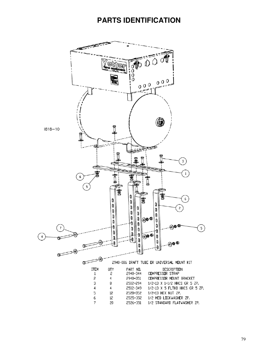 Parts identification | Yetter 2940 Short Floating Air Adjust Residue Manager User Manual | Page 79 / 86