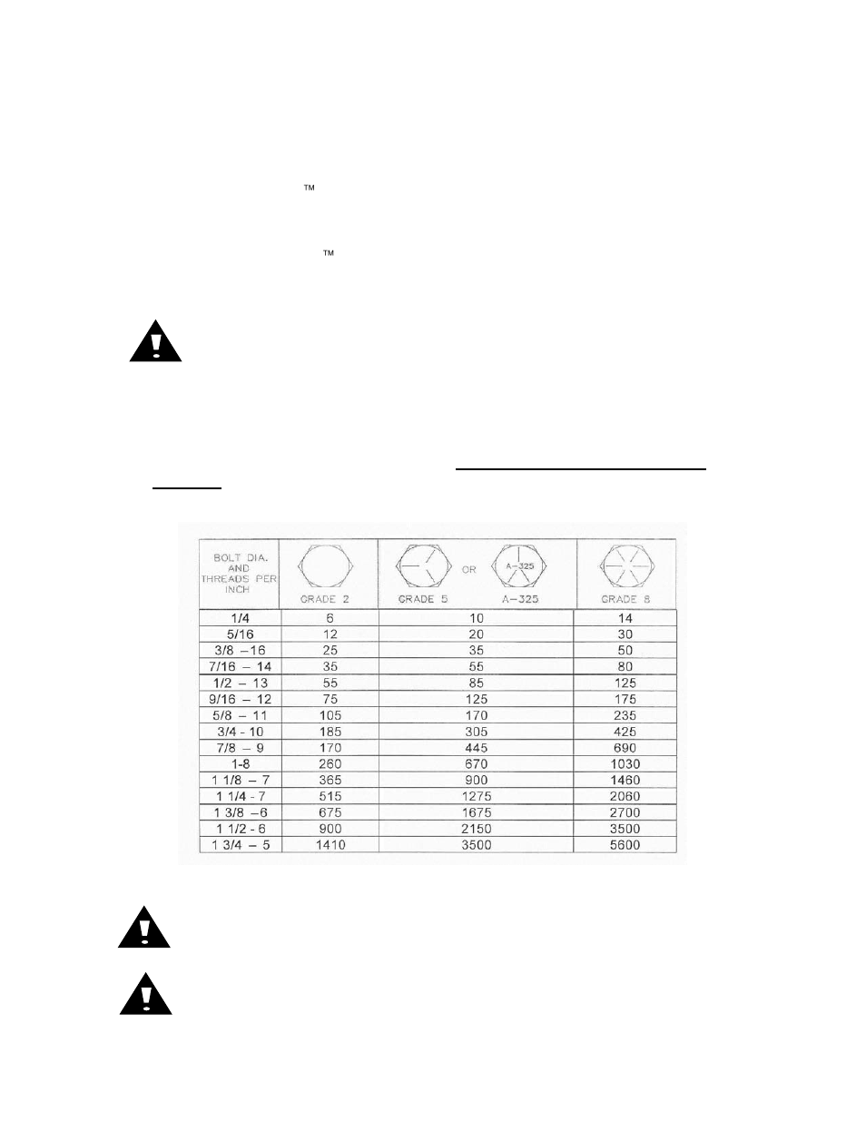 Bolt torque | Yetter 2940-010 Combo User Manual | Page 5 / 14