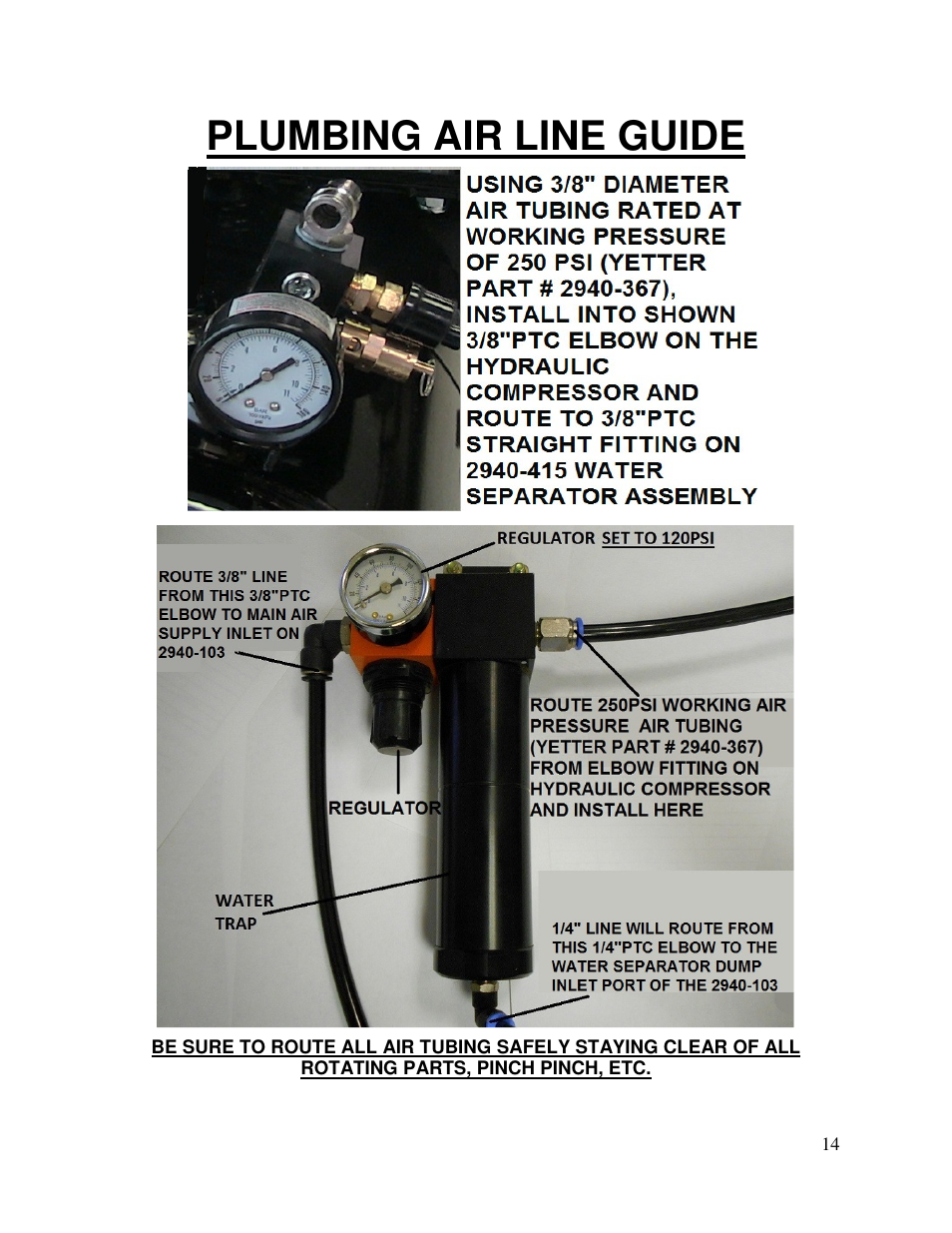 Plumbing air line guide | Yetter 2940-055 Hydraulic Compressor User Manual | Page 14 / 24