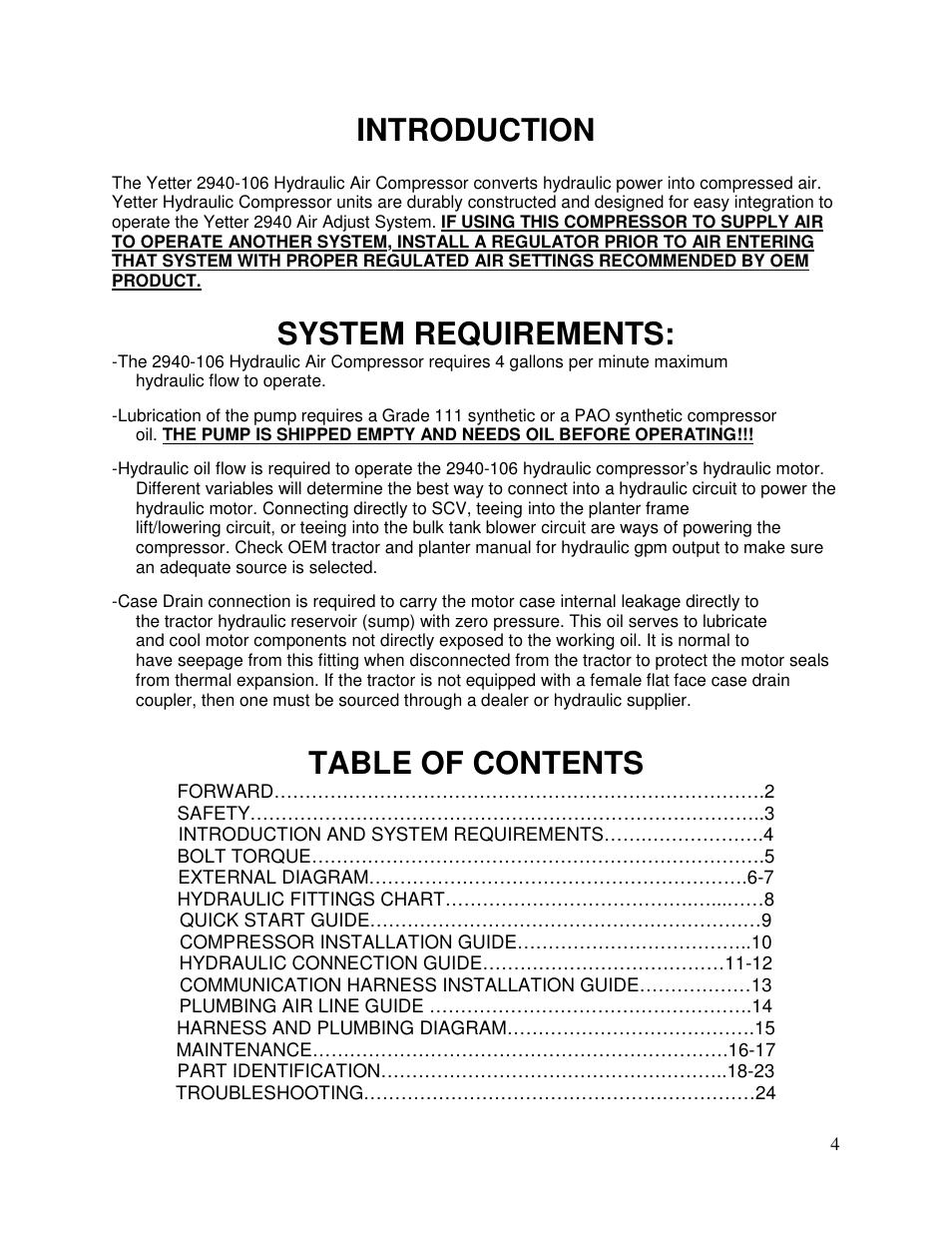 Yetter 2940-055 Hydraulic Compressor User Manual | Page 4 / 24
