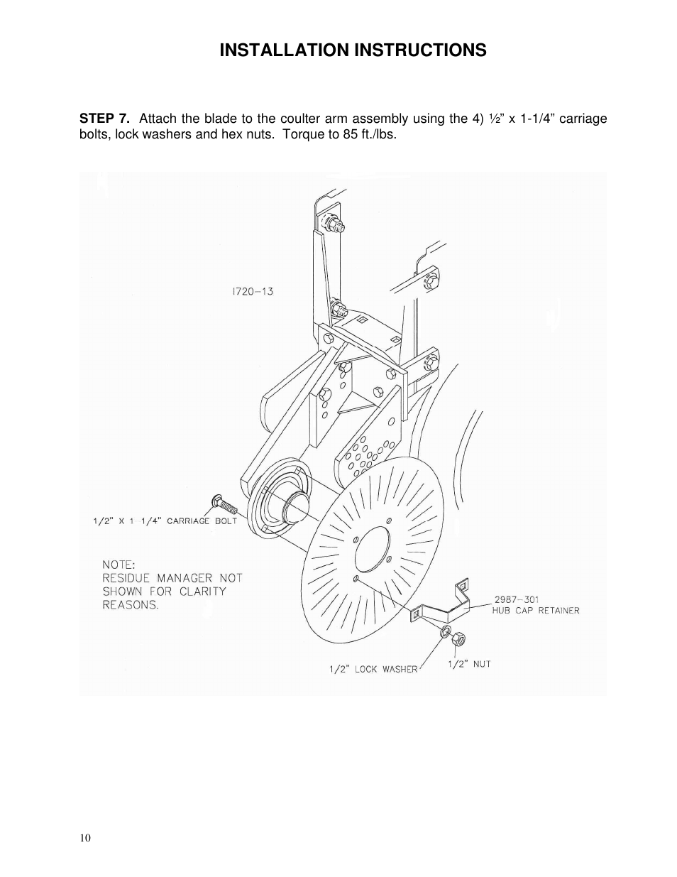 Installation instructions | Yetter 2967-007 U.N.T. Residue Manager User Manual | Page 10 / 28