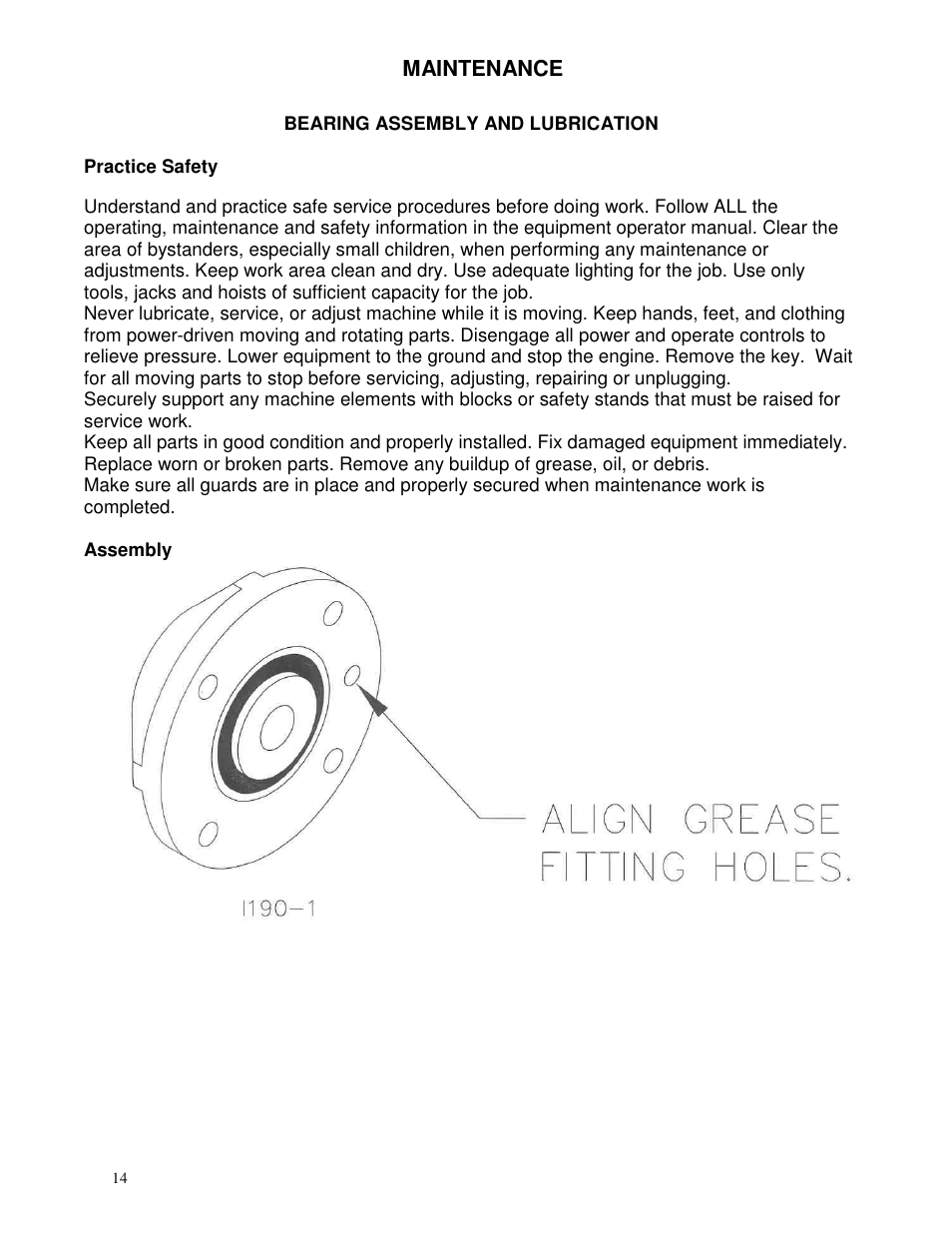 Maintenance | Yetter 2967-007 U.N.T. Residue Manager User Manual | Page 14 / 28
