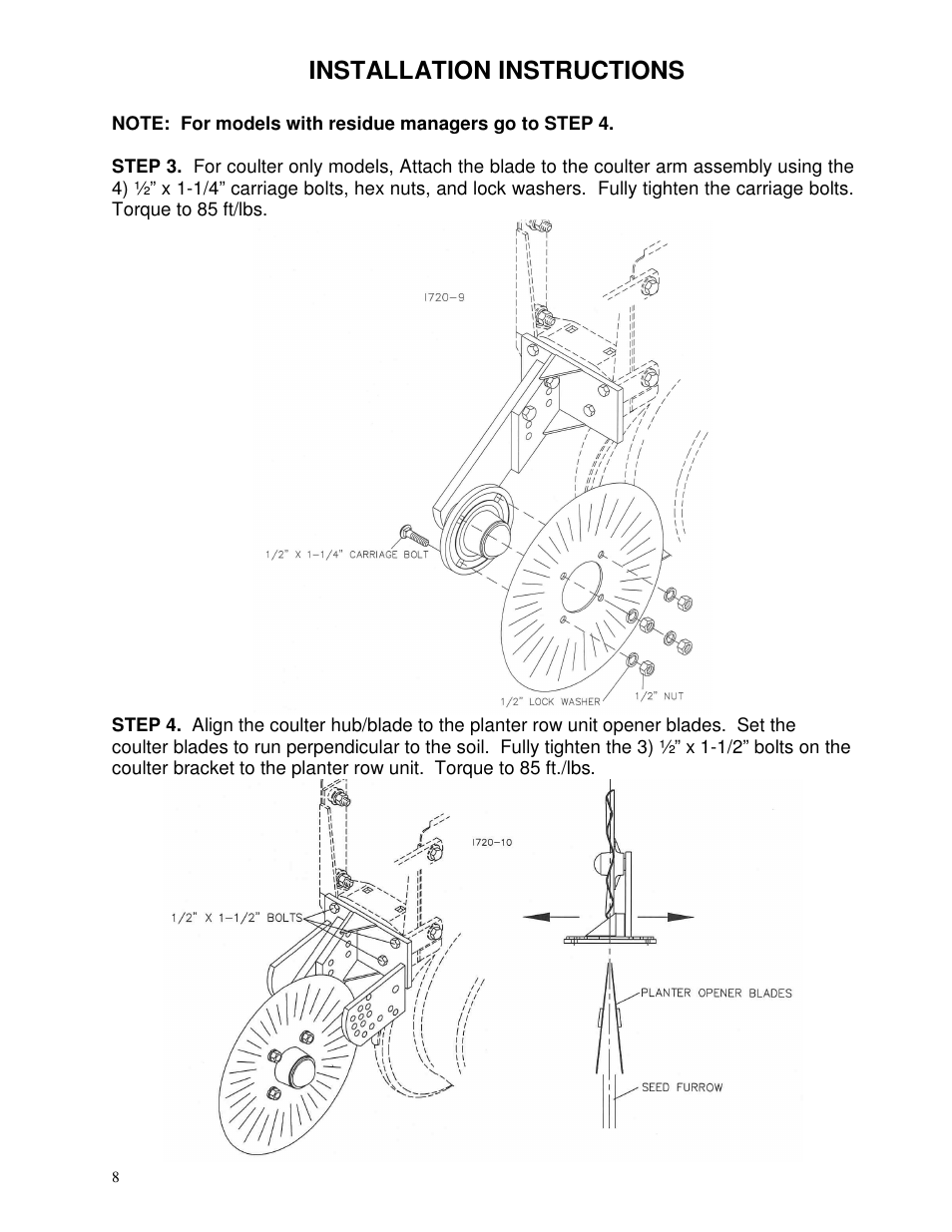 Installation instructions | Yetter 2967-007 U.N.T. Residue Manager User Manual | Page 8 / 28