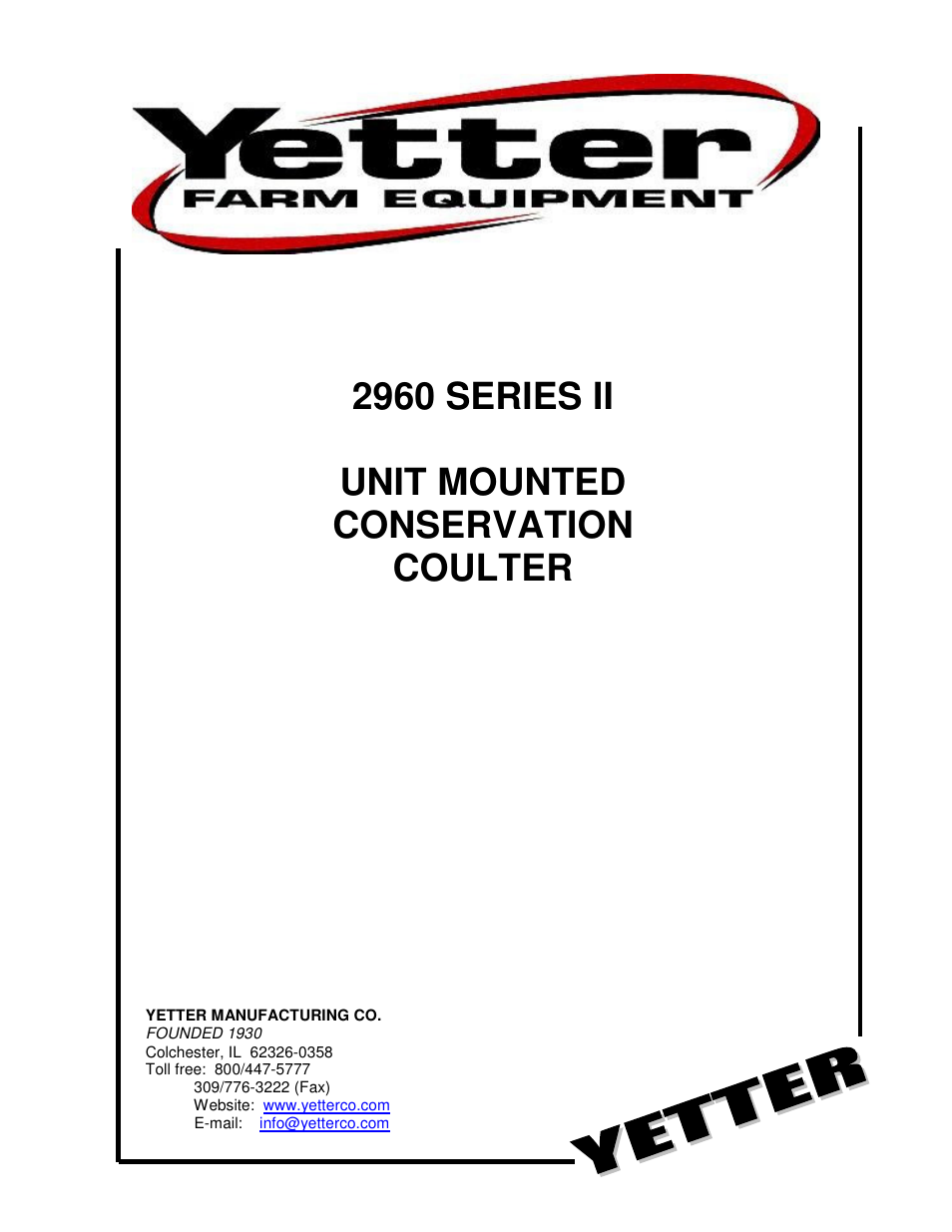 Yetter 2960-126 Universal Spring Kit User Manual | 16 pages