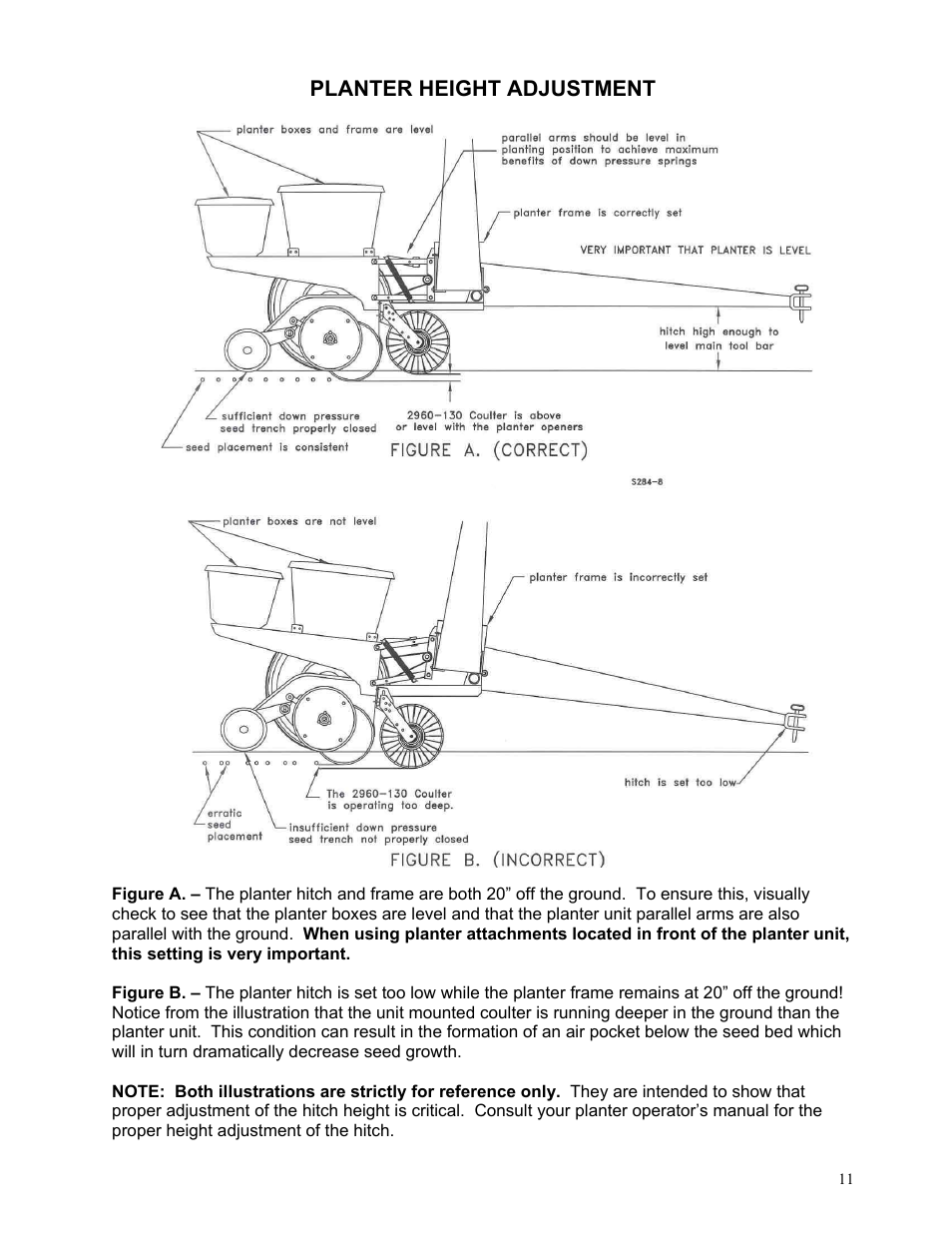 Planter height adjustment | Yetter 2960-130 Unit Mounted User Manual | Page 11 / 12