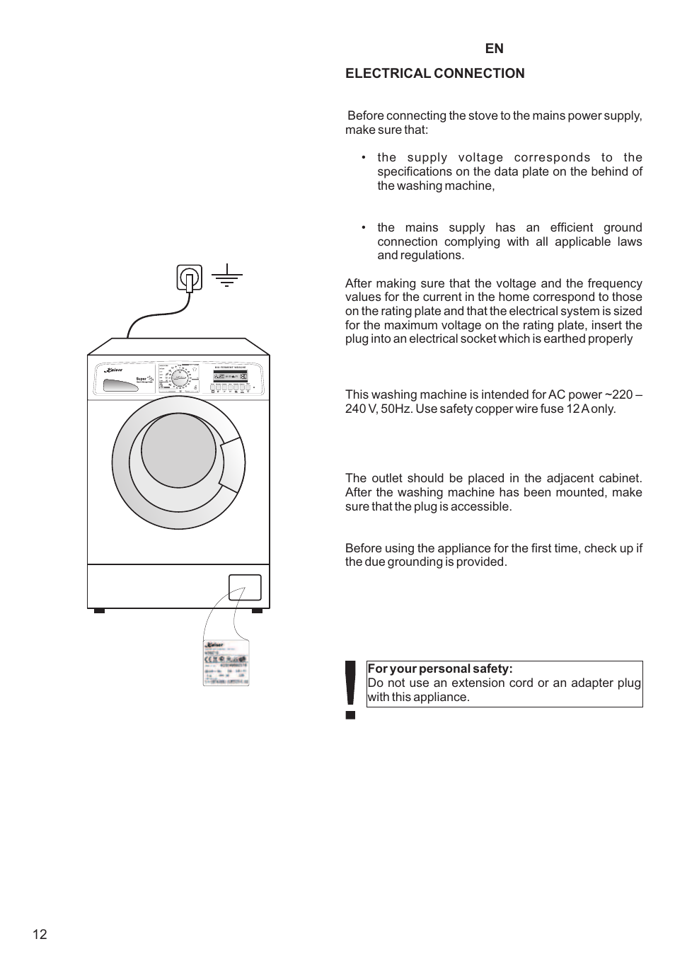 Kaiser С фронтальной загрузкой User Manual | Page 12 / 76