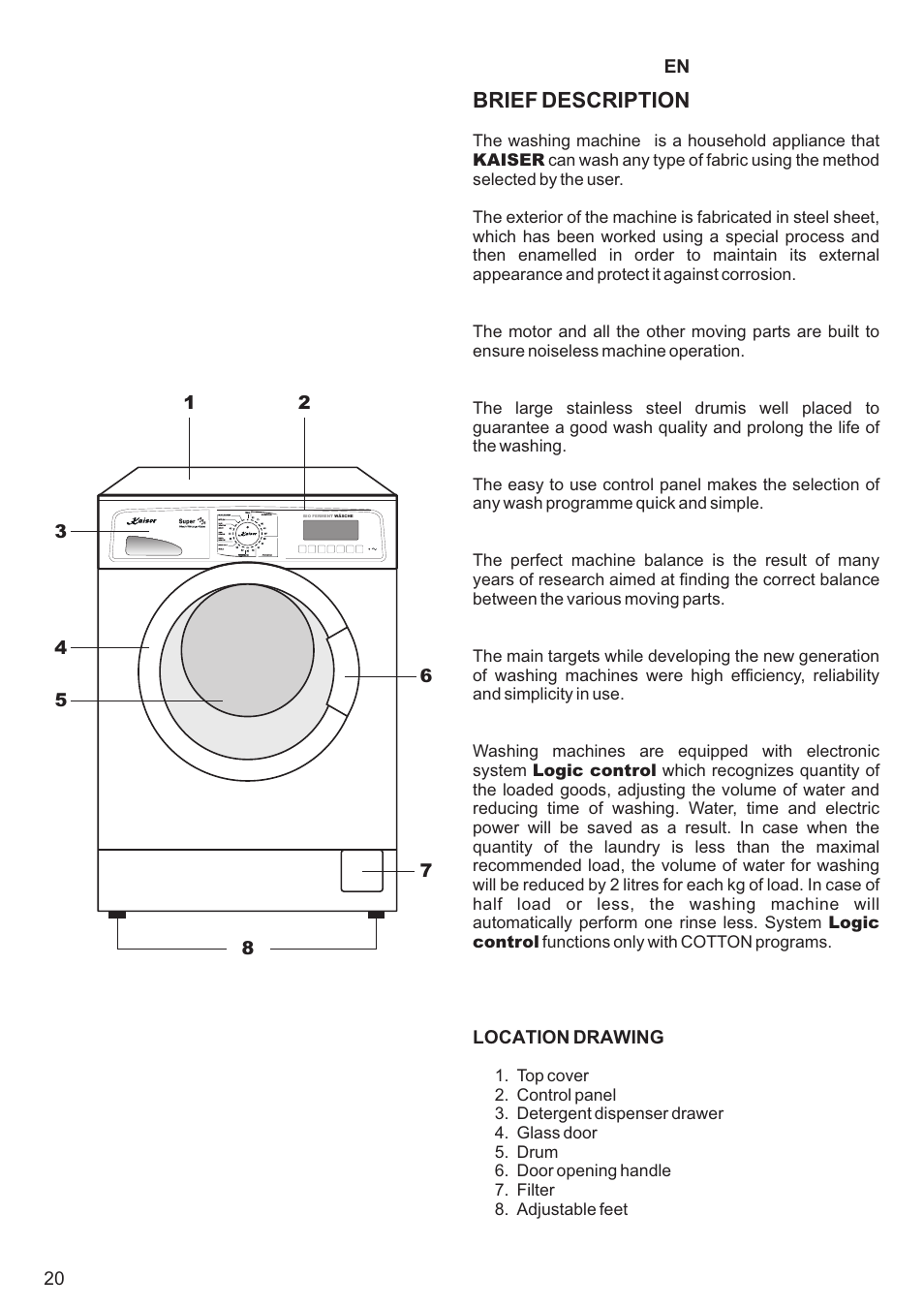 Brief description | Kaiser С фронтальной загрузкой User Manual | Page 20 / 76
