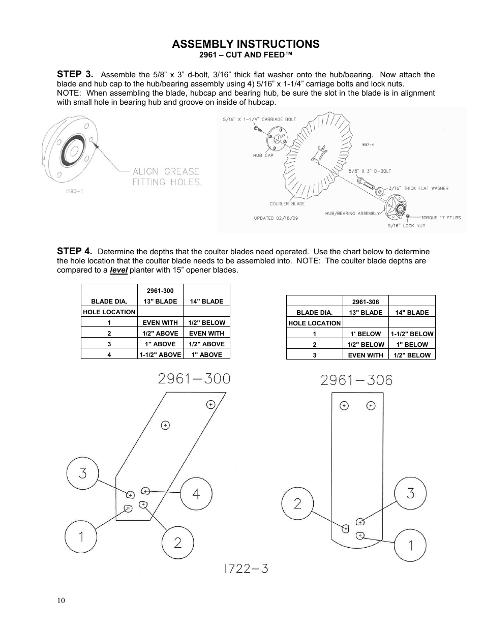 Assembly instructions, Step 3, Step 4 | Yetter 2961-012 Cut and Feed Coulter/Fertilizer User Manual | Page 10 / 28