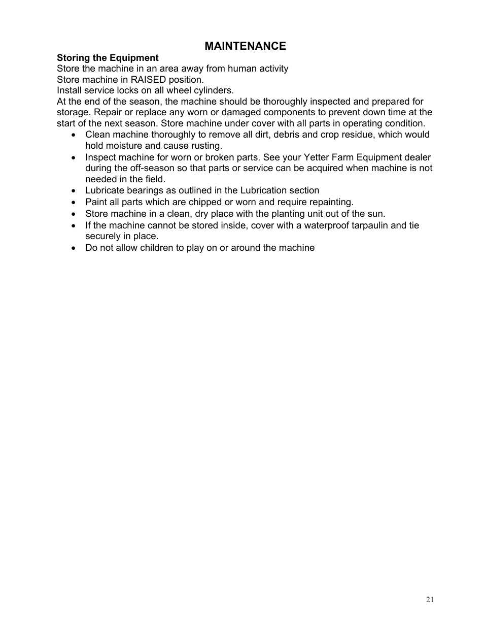 Yetter 2961-012 Cut and Feed Coulter/Fertilizer User Manual | Page 21 / 28