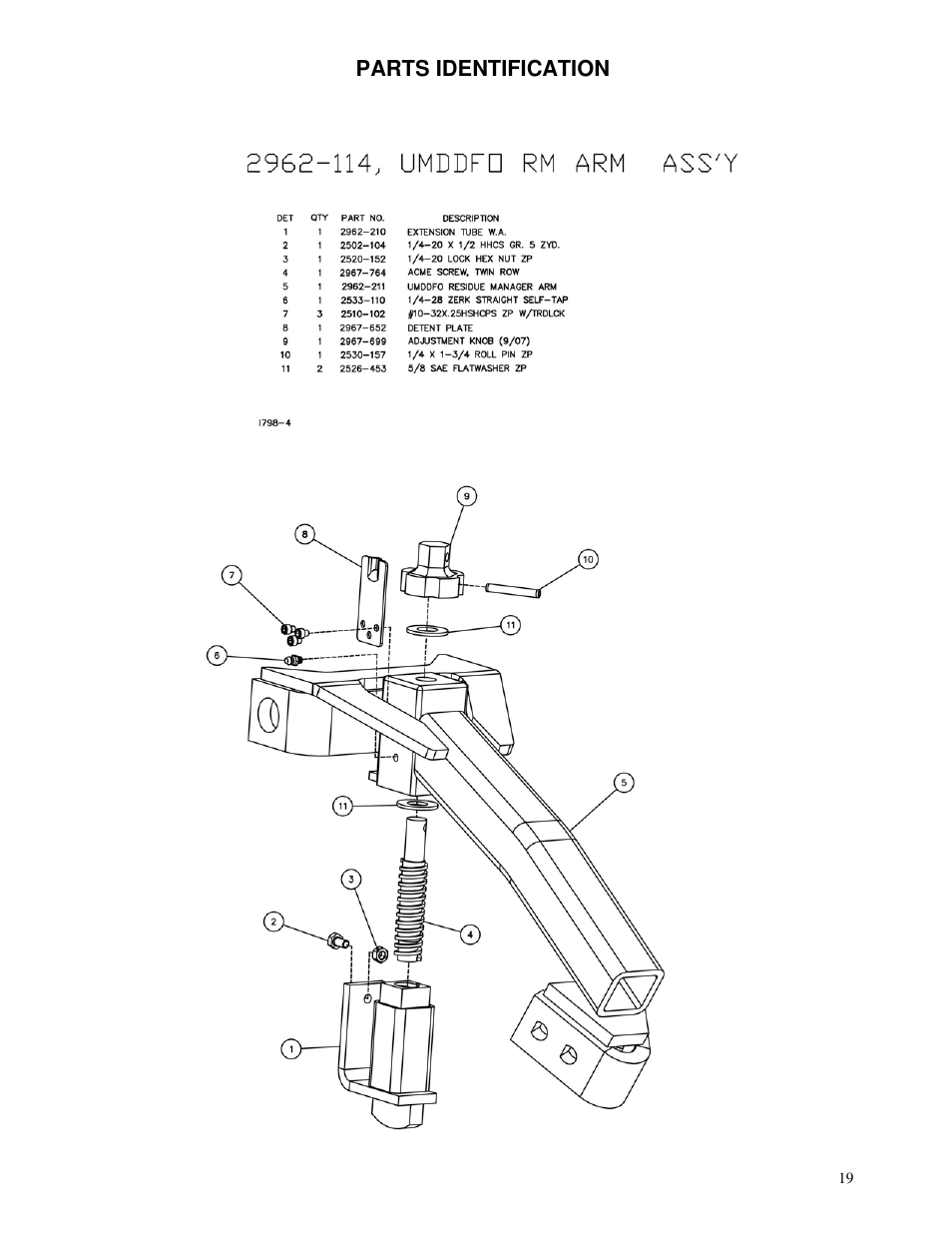 Parts identification | Yetter 2962 R.U.M.D.D.F.O. User Manual | Page 19 / 28