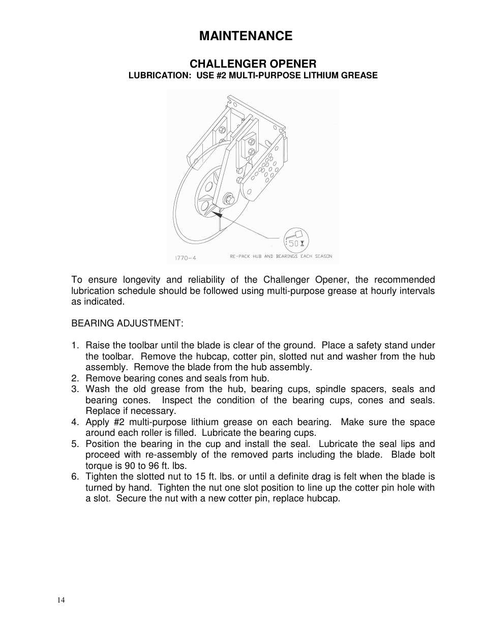 Maintenance | Yetter 2963 Challenger User Manual | Page 14 / 28