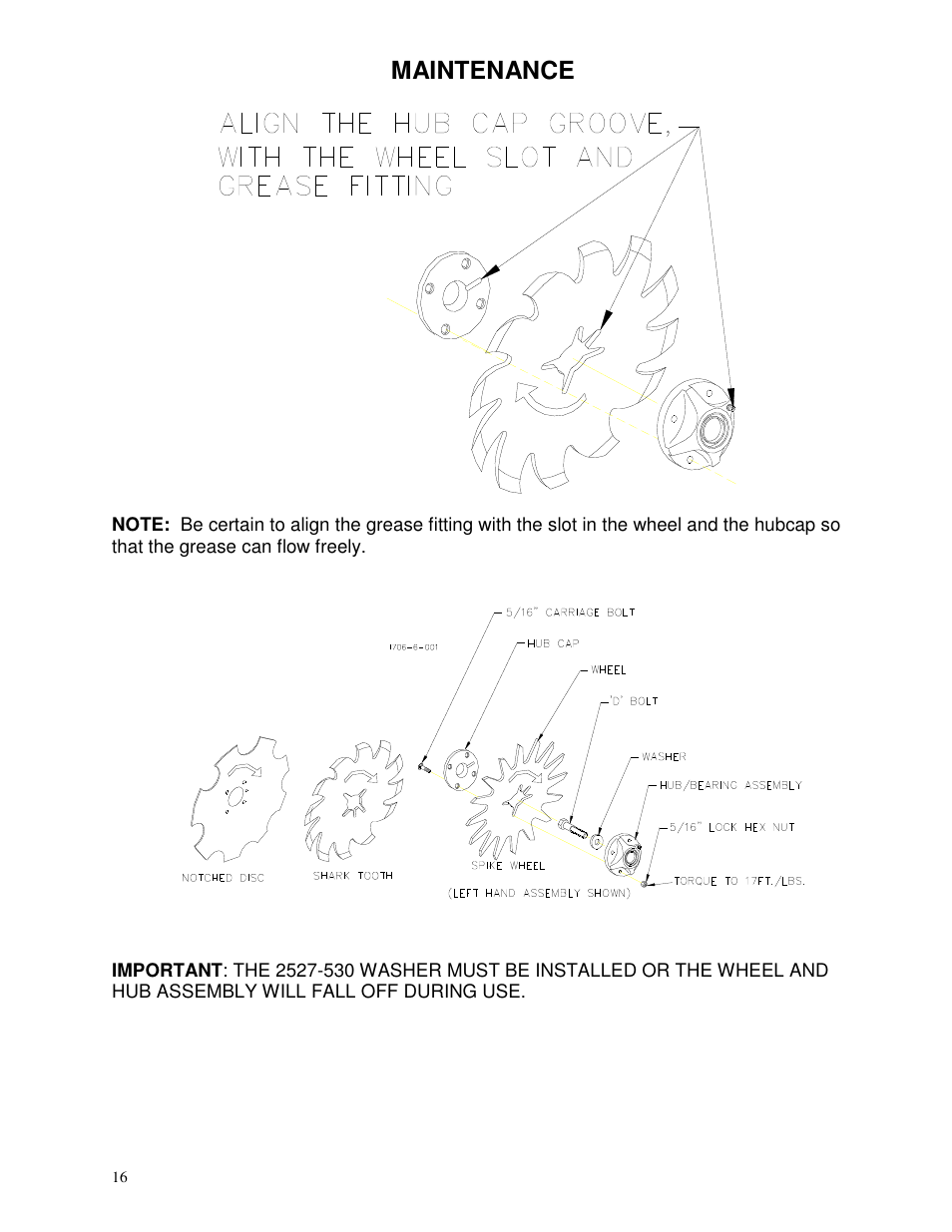 Maintenance | Yetter 2963 Challenger User Manual | Page 16 / 28