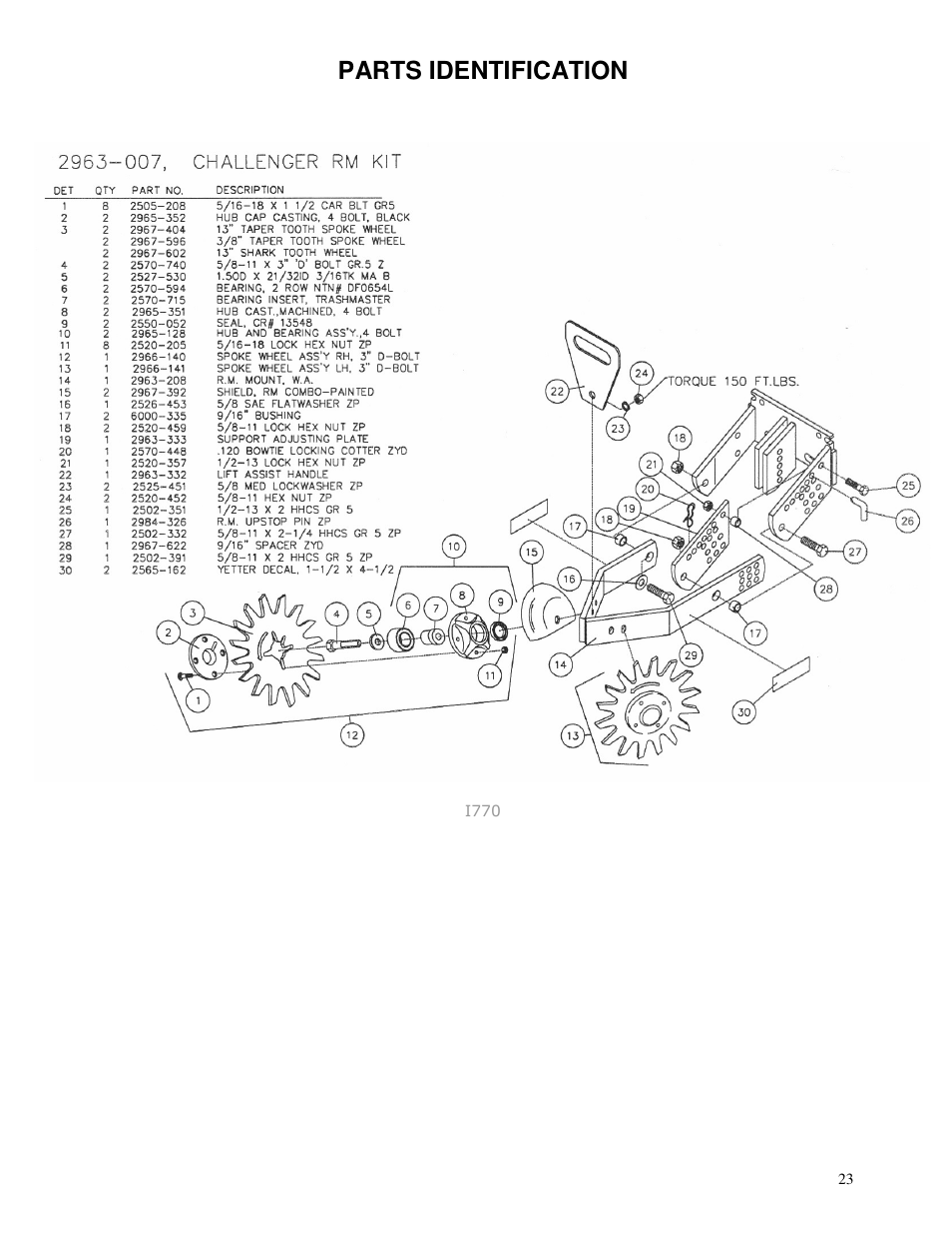 Parts identification | Yetter 2963 Challenger User Manual | Page 23 / 28