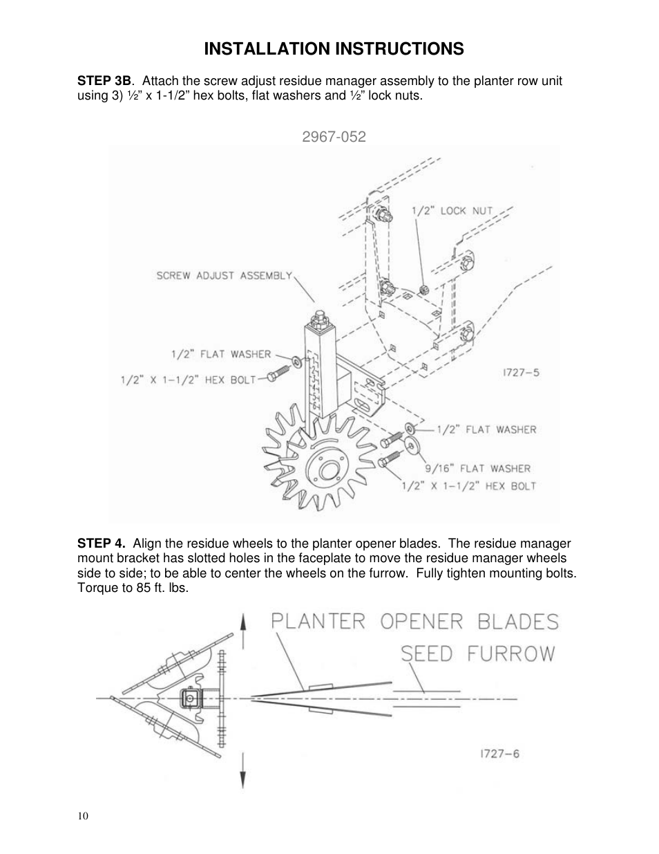 Installation instructions | Yetter 2967 Series Screw Adjust Residue Manager User Manual | Page 10 / 36