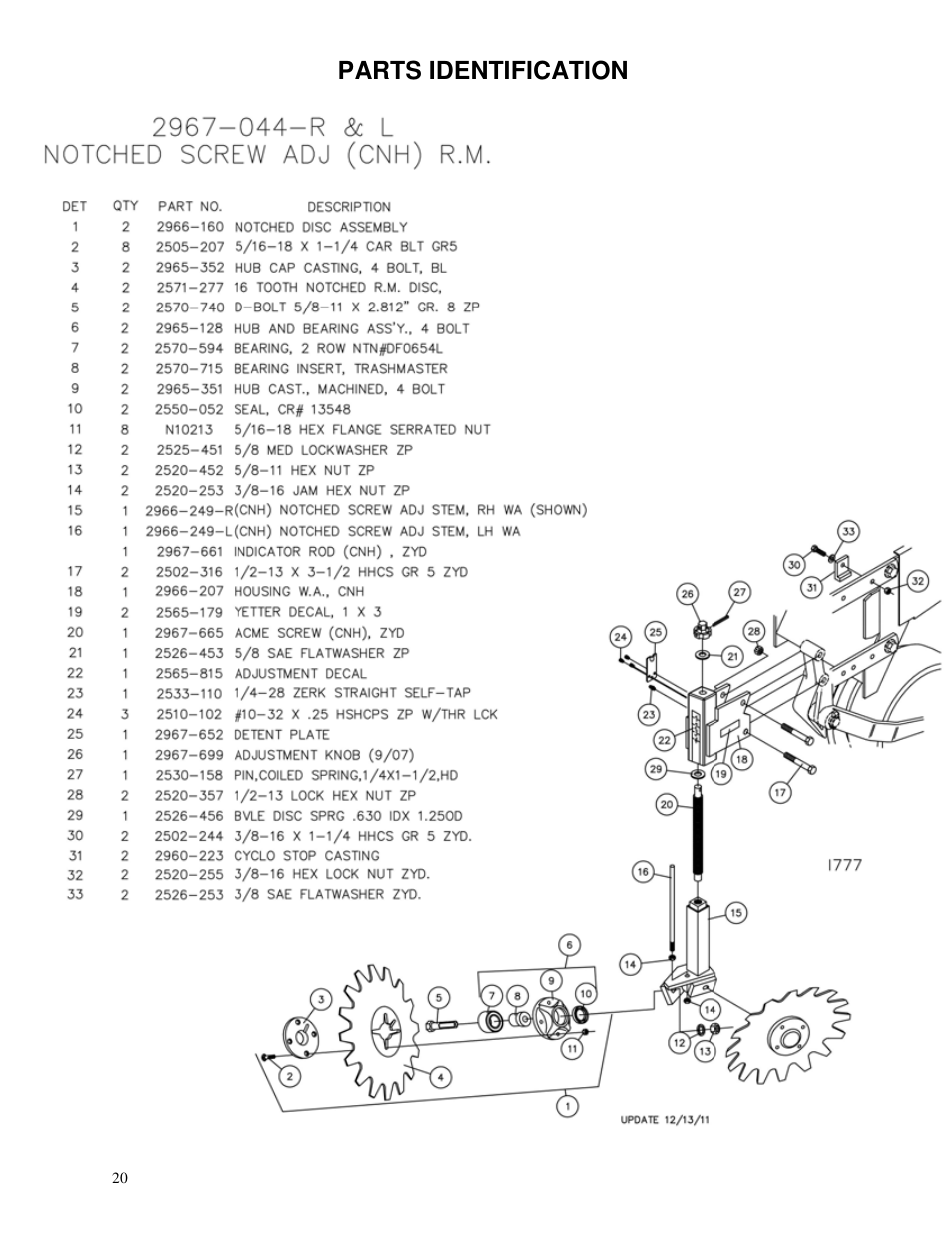 Parts identification | Yetter 2967 Series Screw Adjust Residue Manager User Manual | Page 20 / 36