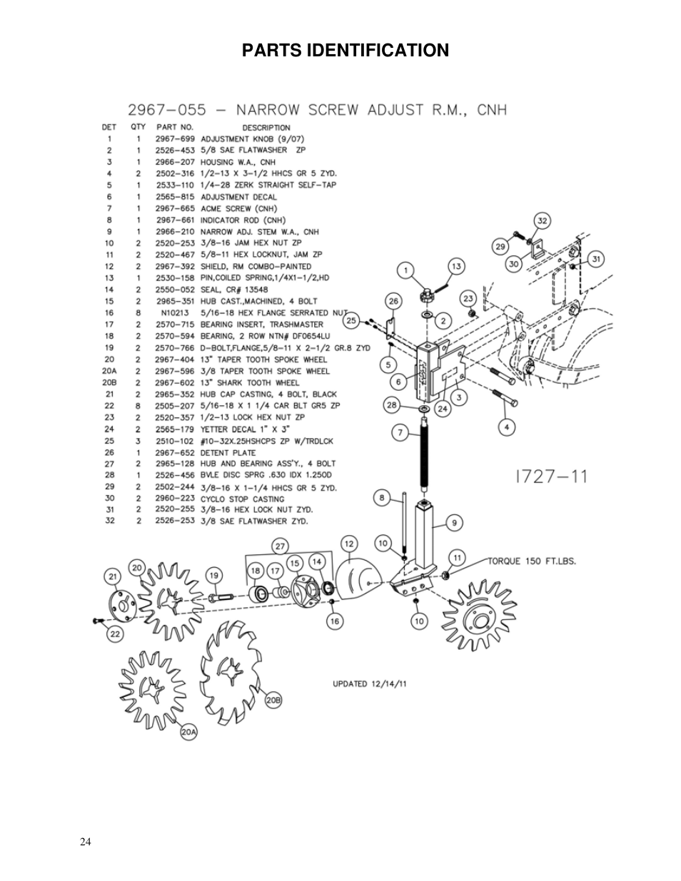 Parts identification | Yetter 2967 Series Screw Adjust Residue Manager User Manual | Page 24 / 36