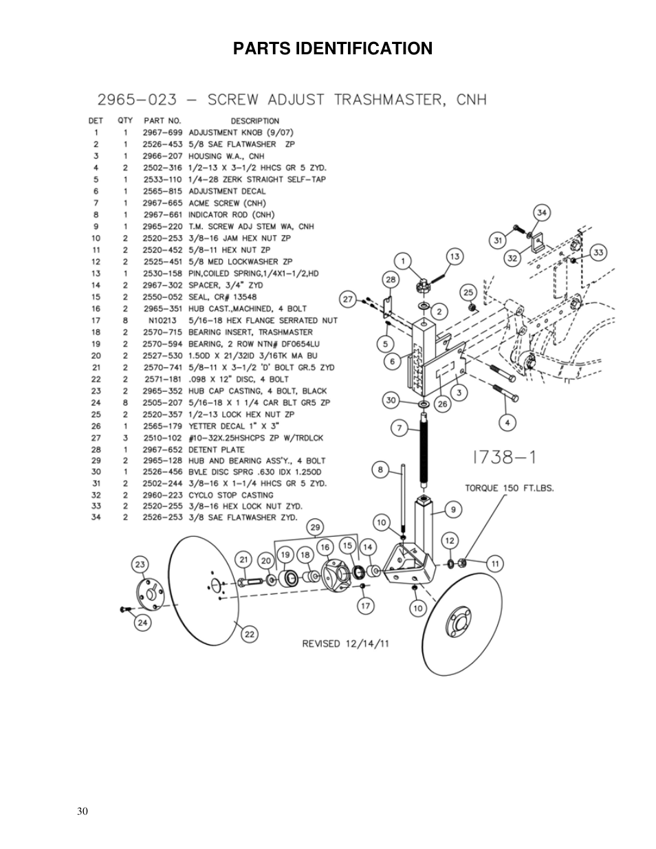 Parts identification | Yetter 2967 Series Screw Adjust Residue Manager User Manual | Page 30 / 36