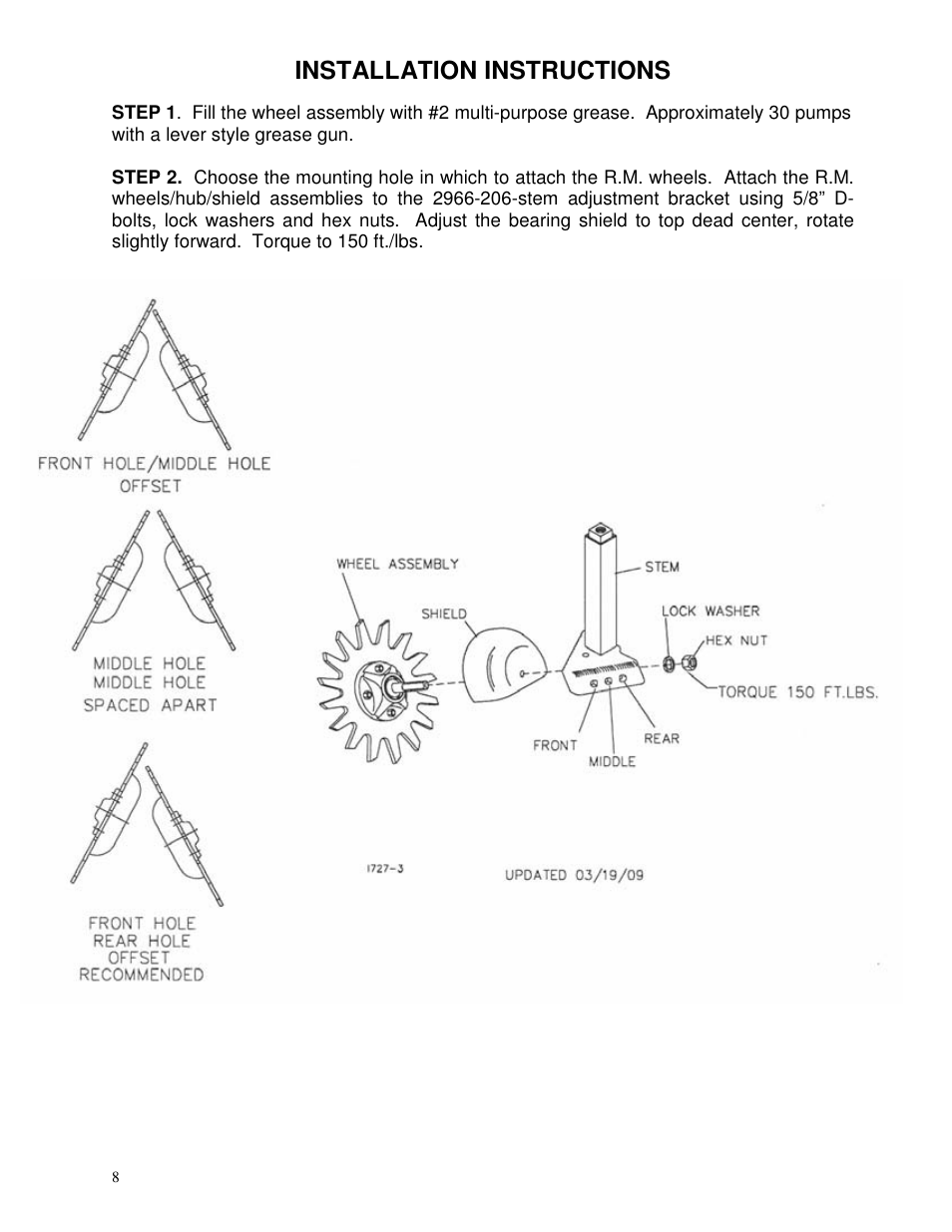 Installation instructions | Yetter 2967 Series Screw Adjust Residue Manager User Manual | Page 8 / 36