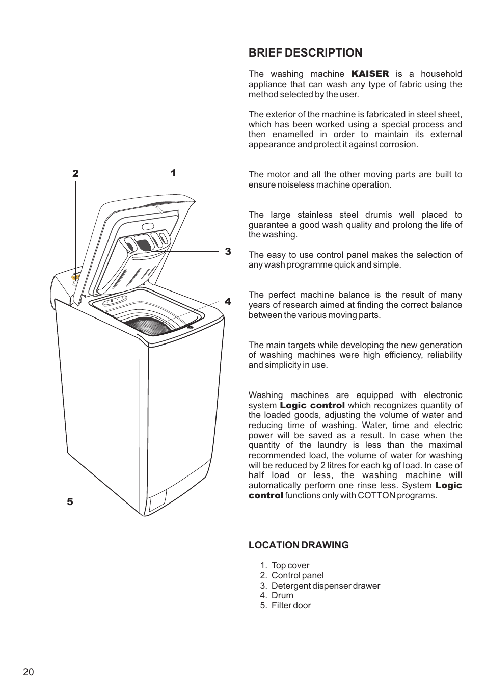 Brief description | Kaiser С вертикальной загрузкой User Manual | Page 20 / 64