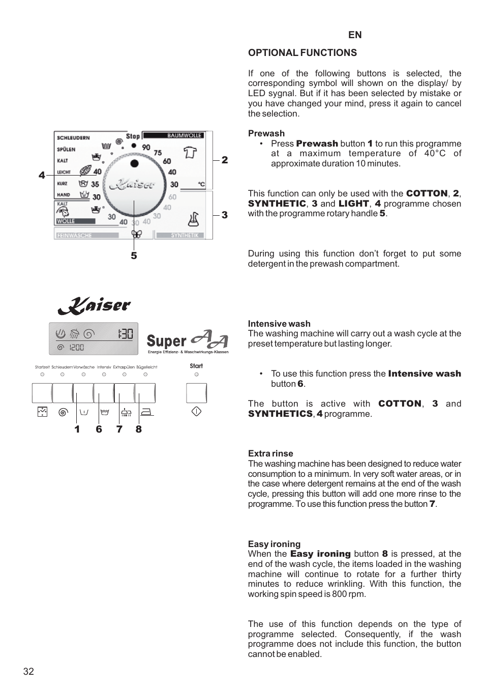 Kaiser С вертикальной загрузкой User Manual | Page 32 / 64