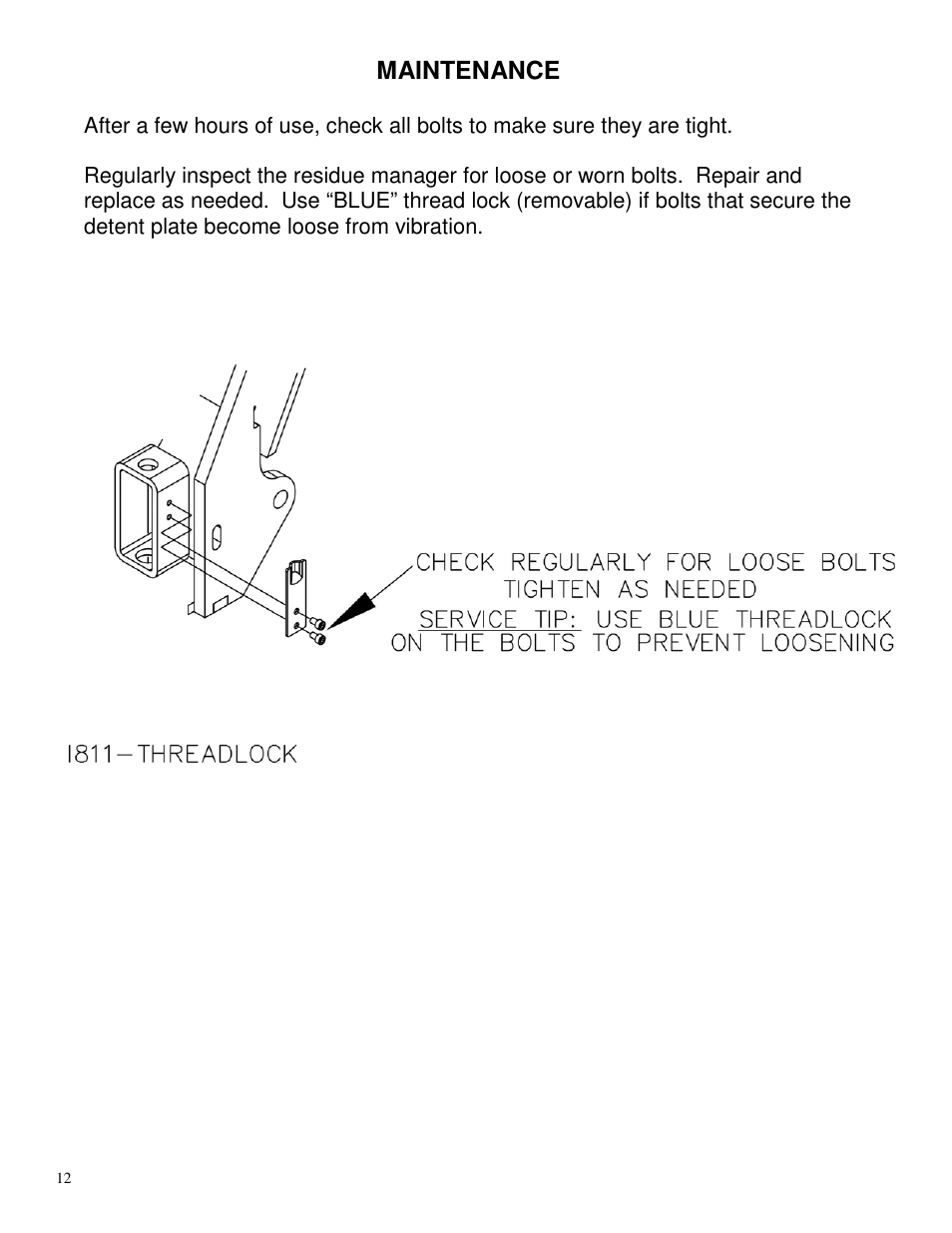 Maintenance | Yetter 2967-064 Residue Manager User Manual | Page 12 / 24